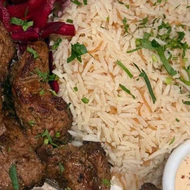 Filet Mignon Kebab Platter.