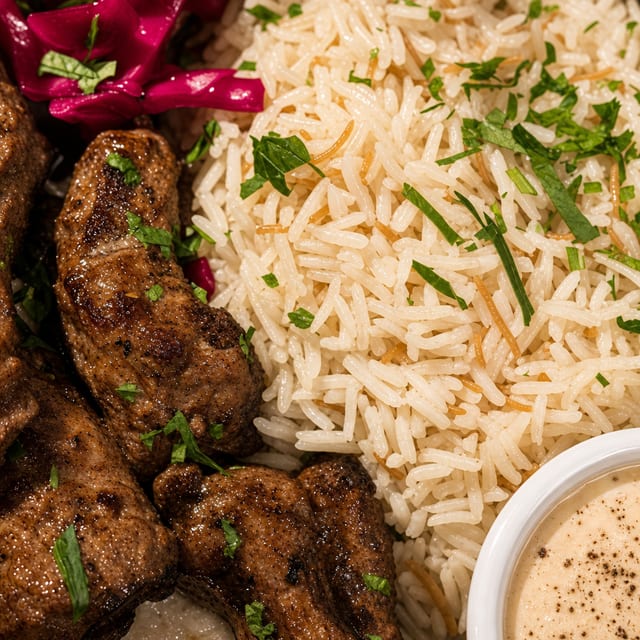 Filet Mignon Kebab Platter.