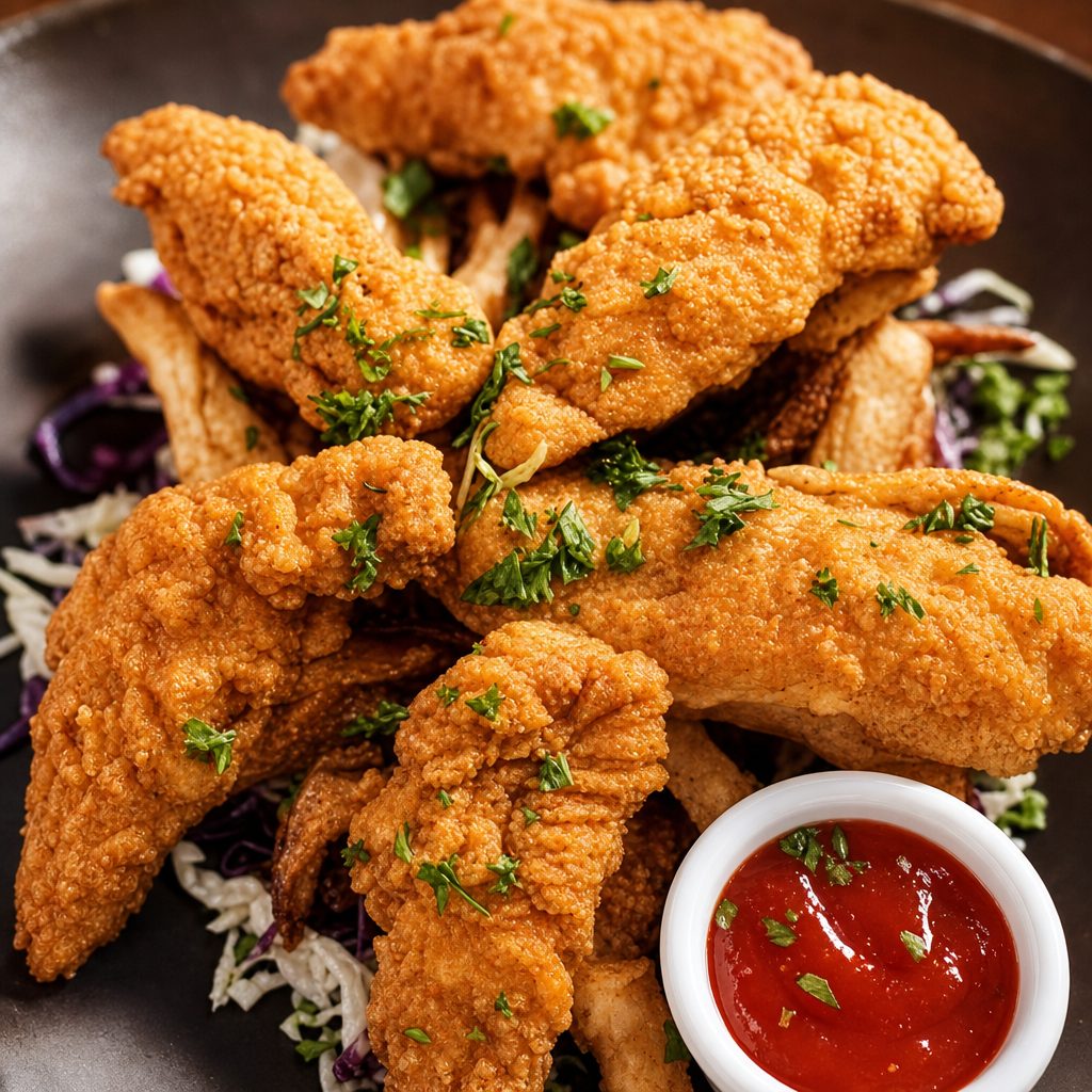 Chicken Tenders with Fries.